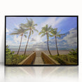 Large abstract wall art depicting Palm Beach, using vibrant blue and pink tones on a framed acrylic.