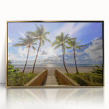 Mid-century modernist art of Florida's Palm Beach in muted gold tones on framed acrylic, suitable for modern art wall decor.