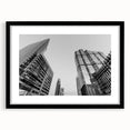 Abstract Atlanta skyline depicted in vibrant, colorful art on a large framed canvas, suitable for living room decor.