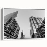 Vintage poster art of Atlanta skyline in vibrant colors on a large framed canvas, suited for living room decor.