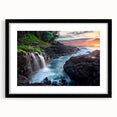 Extra large, textured abstract art print of colorful Kauai landscape on framed canvas, ideal for living room decor.