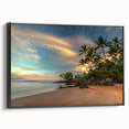 Black and white framed canvas of a Maui landscape, ideal for bedroom wall decor.