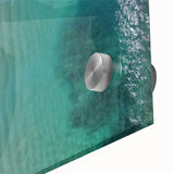 Large abstract wall art of Oahu's landscape in pastel shades on acrylic glass, suitable for dining room ambiance.