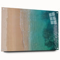 Large abstract depiction of Oahu, Hawaii, in vibrant blues and greens on acrylic glass.