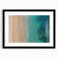 Extra large abstract art print featuring colorful, textured scenery of Oahu, Hawaii on a black framed canvas.