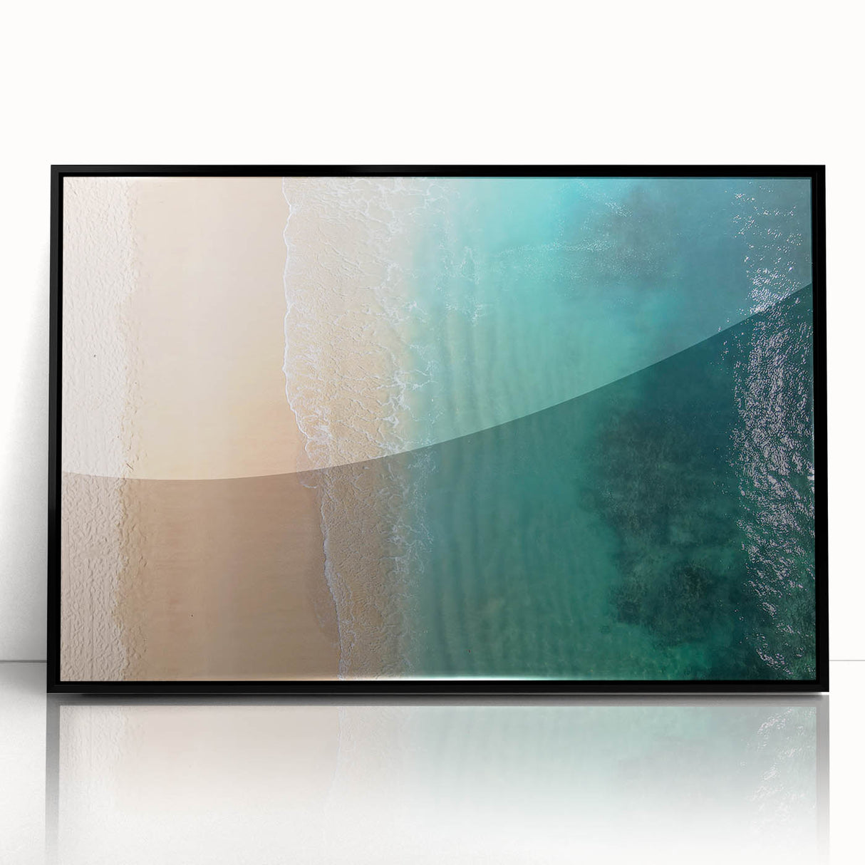 Large abstract wall art depicting Oahu's landscape, in muted earth tones on a framed acrylic.