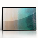 Large abstract wall art depicting Oahu's landscape, in muted earth tones on a framed acrylic.