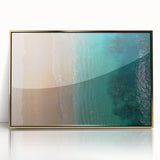 Framed acrylic print of Oahu, Hawaii scenery in gold tones, ideal for modern art wall decor.