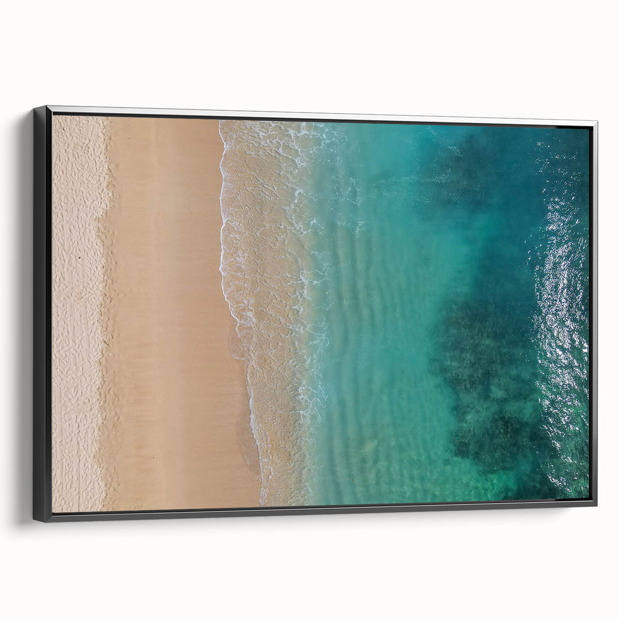 Black and white landscape art painting of Oahu, Hawaii, on framed canvas, ideal for bedroom wall decor.
