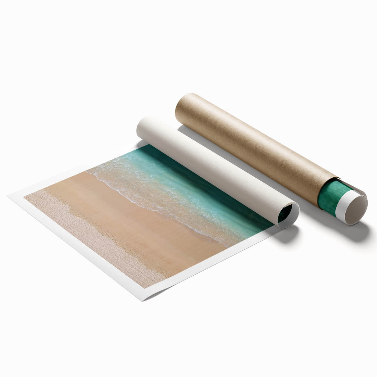 Extra large rolled print of Oahu, Hawaii scenery with vibrant floral elements, ideal for classy bathroom wall art.
