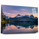 Large abstract wall art of Idaho scenery in muted earth tones on acrylic glass, ideal for bedroom or dining room decor.