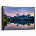Black and white framed canvas featuring a vintage-style Idaho landscape, ideal for bedroom wall decor.