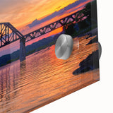Large abstract wall art depicting serene Indiana scenery in muted earth tones on acrylic glass.