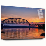Large abstract wall art depicting an Indiana landscape in muted earth tones on acrylic glass.