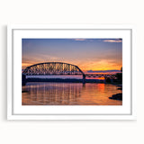 Abstract art print of Indiana scenery in muted earth tones on a white-framed canvas, suitable for dining room decor.
