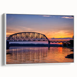 Vintage poster art of Indiana scenery on extra large framed canvas, featuring colorful art against a black background.