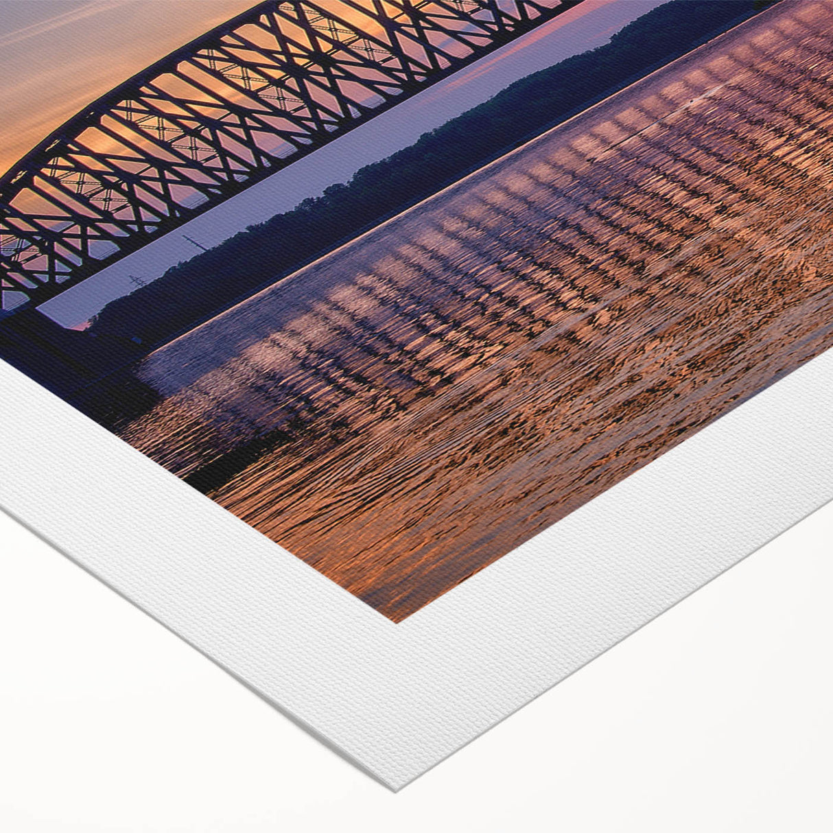Art deco poster featuring a stylized Indiana landscape in muted green and beige, printed on rolled canvas.