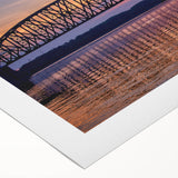 Art deco poster featuring a stylized Indiana landscape in muted green and beige, printed on rolled canvas.