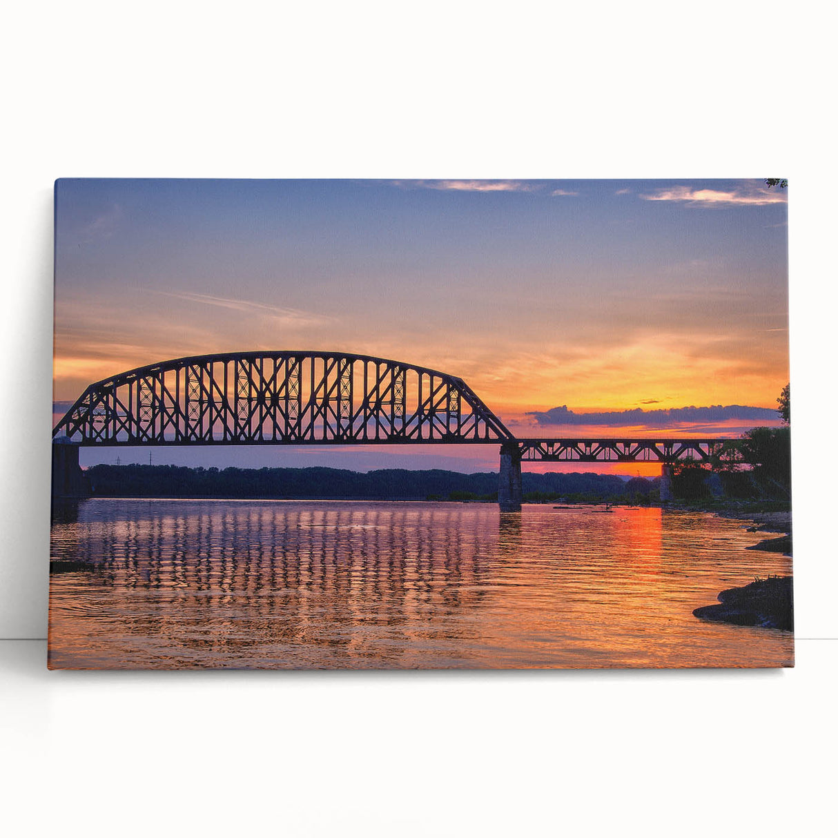 Black and white large art print of Indiana scenery on stretched canvas, ideal for kitchen wall art or bedroom decor.