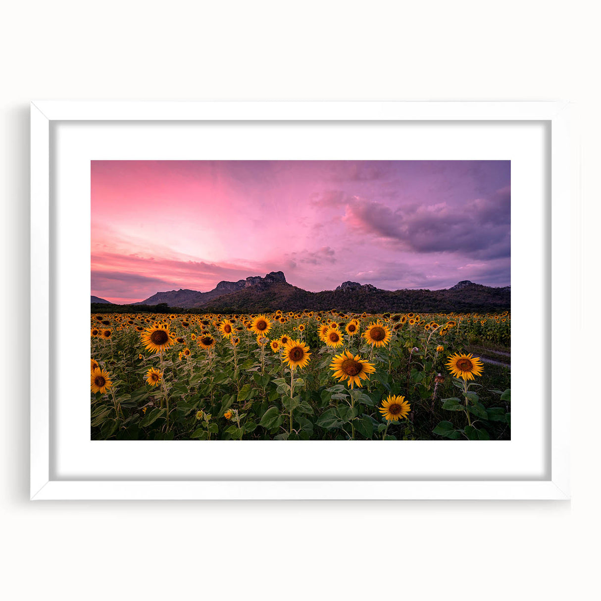 Abstract art print of a Kansas landscape in muted earth tones on a white matted frame, ideal for dining room decor.