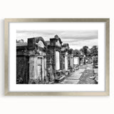 Textured abstract art print of New Orleans skyline in muted gray and silver tones, framed in silver, ideal for bedroom art.