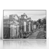 Art Deco-style poster of New Orleans skyline in muted colors on framed acrylic, suitable for modern art wall decor.
