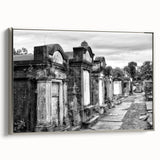 Framed canvas depicting a vintage-style New Orleans landscape in colorful hues, ideal for living room decor.
