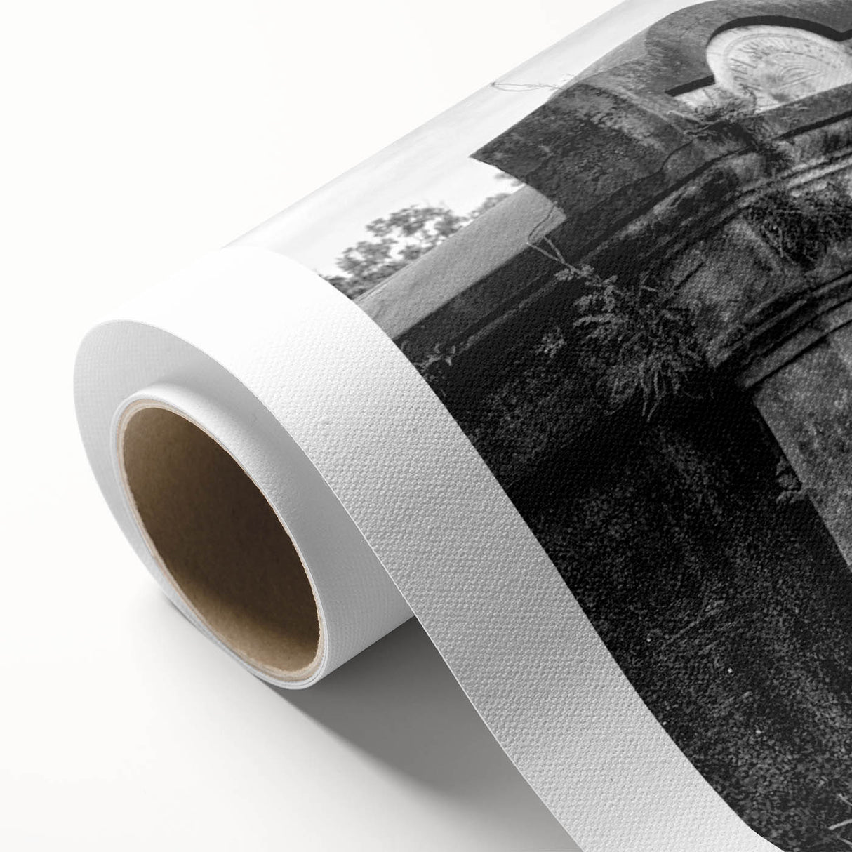 Art Deco poster of New Orleans skyline in muted blue and gold tones on rolled canvas, ideal for nursery wall art.