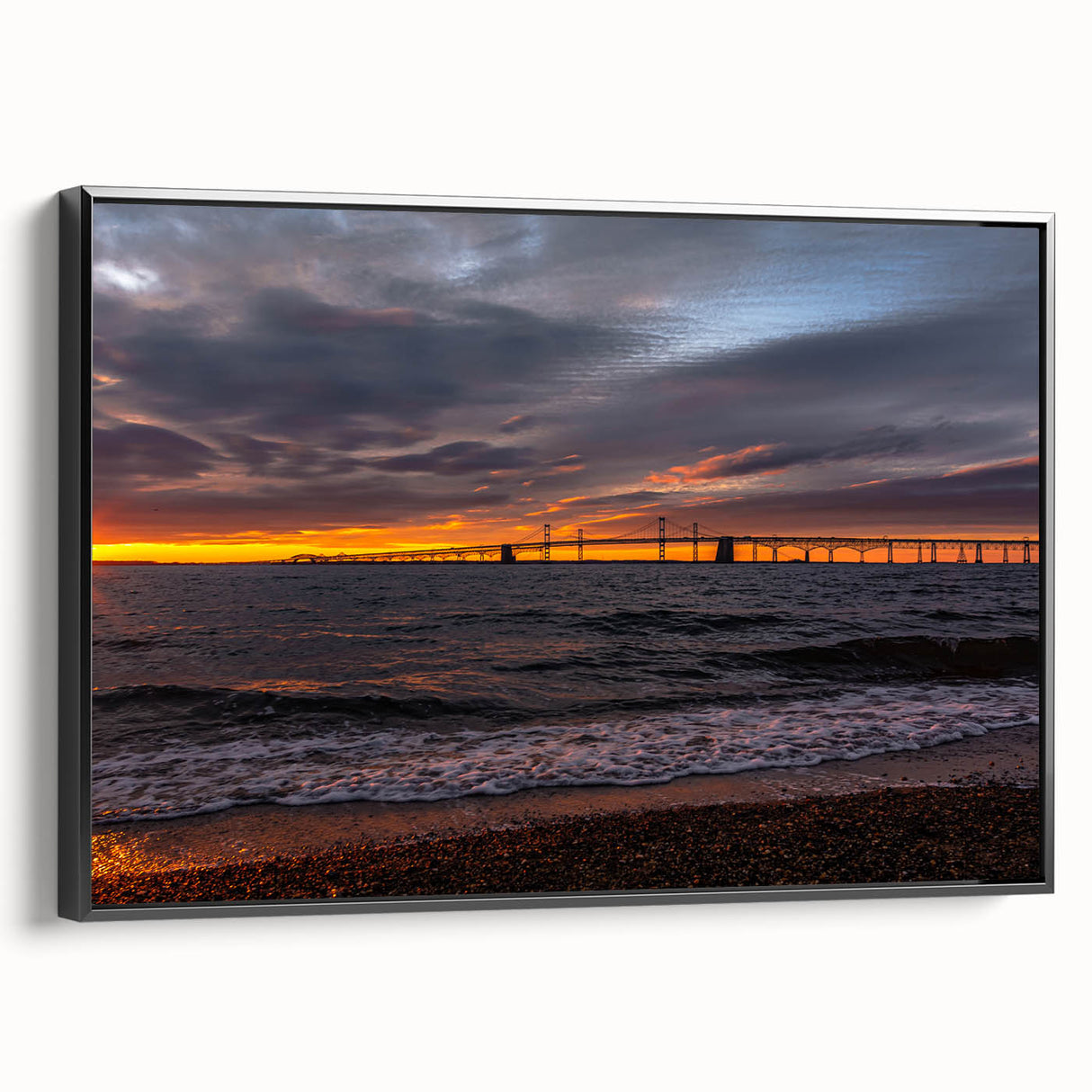 Black and white framed canvas of Annapolis landscape, ideal for bedroom wall decor.