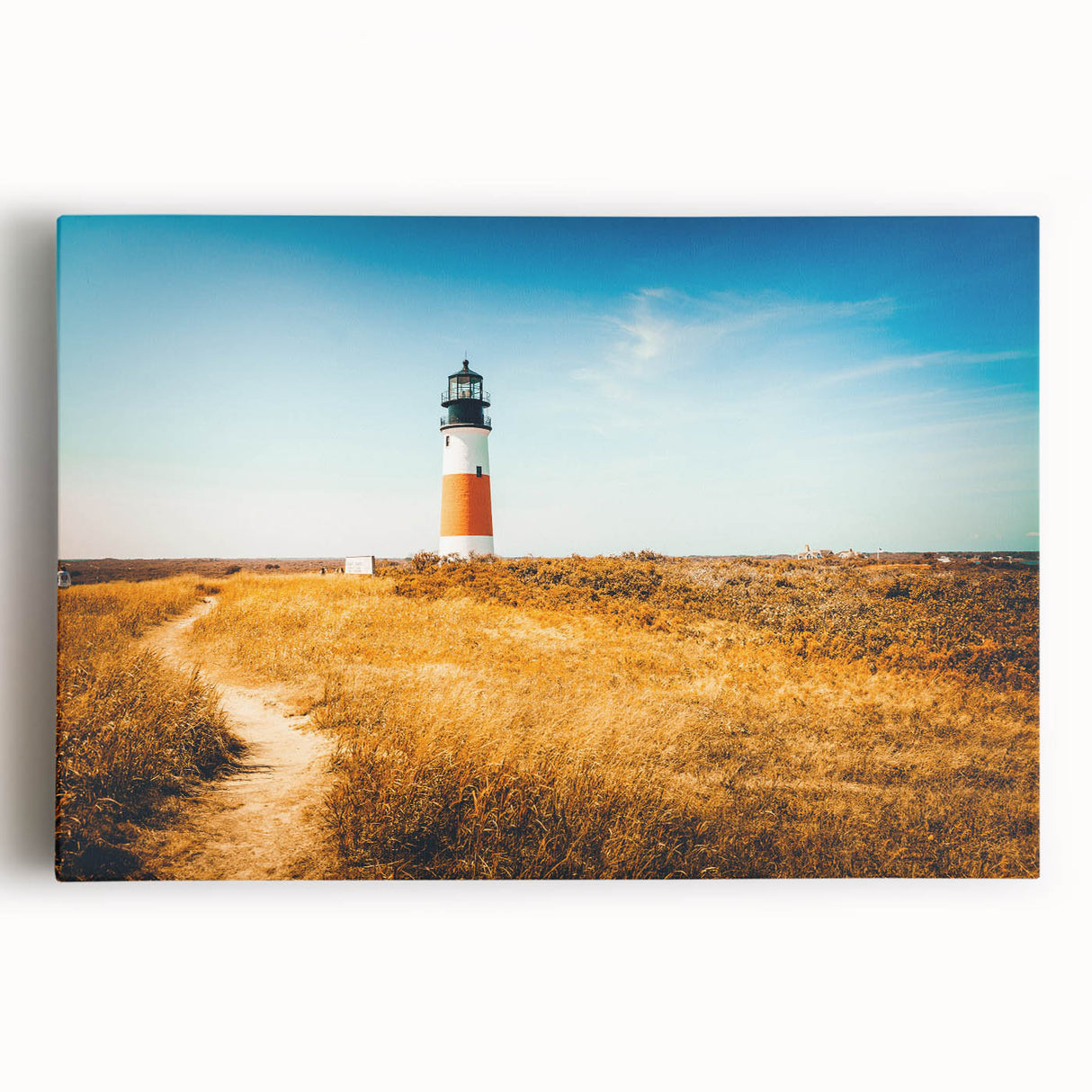 Black and white stretched canvas of Nantucket scenery, ideal for kitchen wall art.