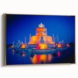 Framed canvas of vintage Detroit landscape in black and gold tones, ideal for bedroom wall art.