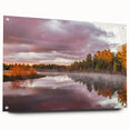 Acrylic glass print of Michigan's Upper Peninsula in earthy tones, suited for dining room decor.