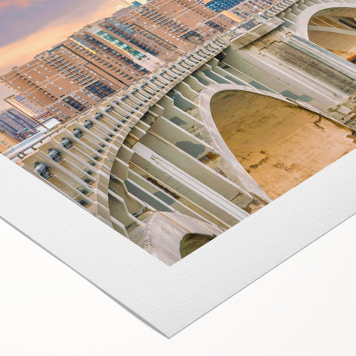 Art deco poster of Minneapolis skyline in monochrome shades on rolled canvas, suitable for dining room wall art.