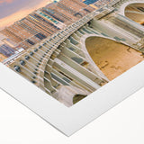 Art deco poster of Minneapolis skyline in monochrome shades on rolled canvas, suitable for dining room wall art.