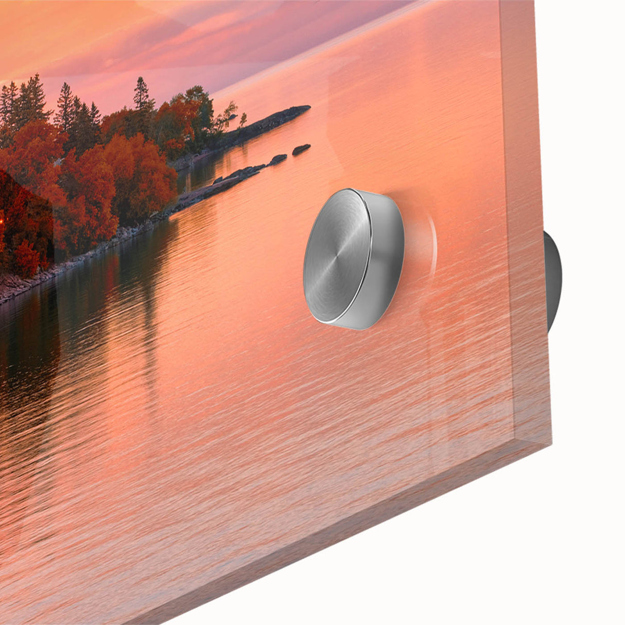 Large abstract wall art featuring a Minnesota landscape in mid-century modernist style on acrylic glass.