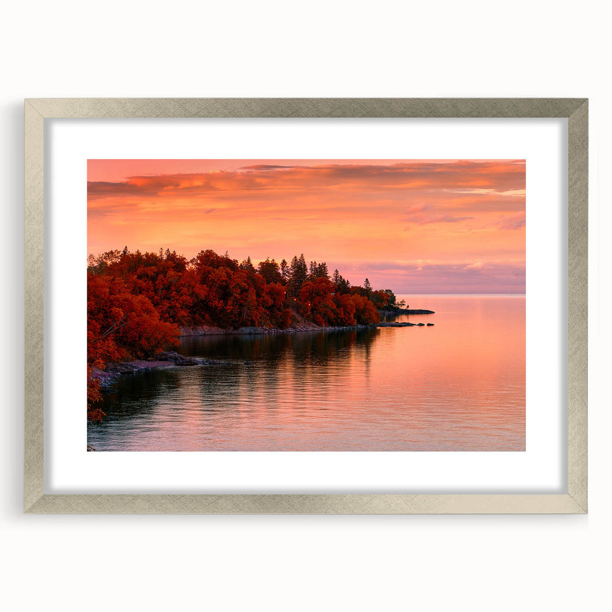 Textured art depicting abstract Minnesota scenery in muted earth tones, framed in silver, suitable for bedroom decor.