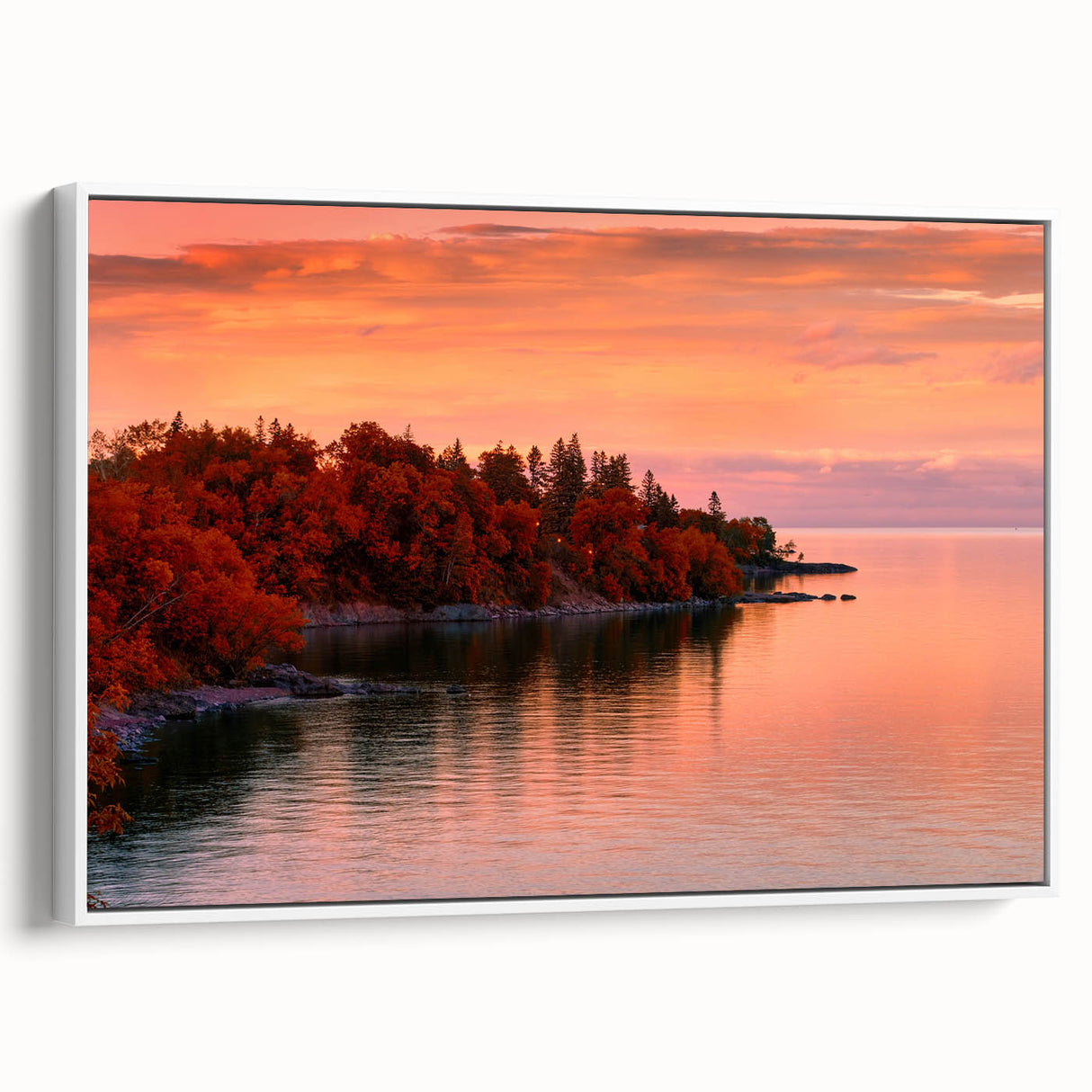 Extra large framed canvas featuring a textured depiction of a Minnesota landscape in black with colorful accents.