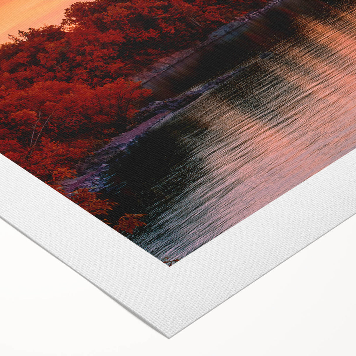 Art deco poster featuring a stylized Minnesota landscape in muted green and blue tones on rolled canvas.