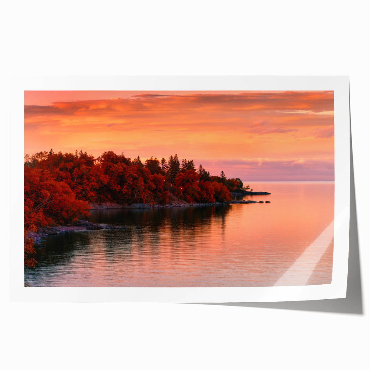 Rolled print of a Minnesota landscape with muted green and blue tones, ideal for art wall dining room.