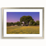 Textured art depicting abstract Mississippi scenery in muted earth tones on a silver-framed mat, suitable for bedroom decor.