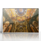 Art deco poster of St. Louis skyline in pastel shades, framed acrylic, ideal for modern art wall decor.