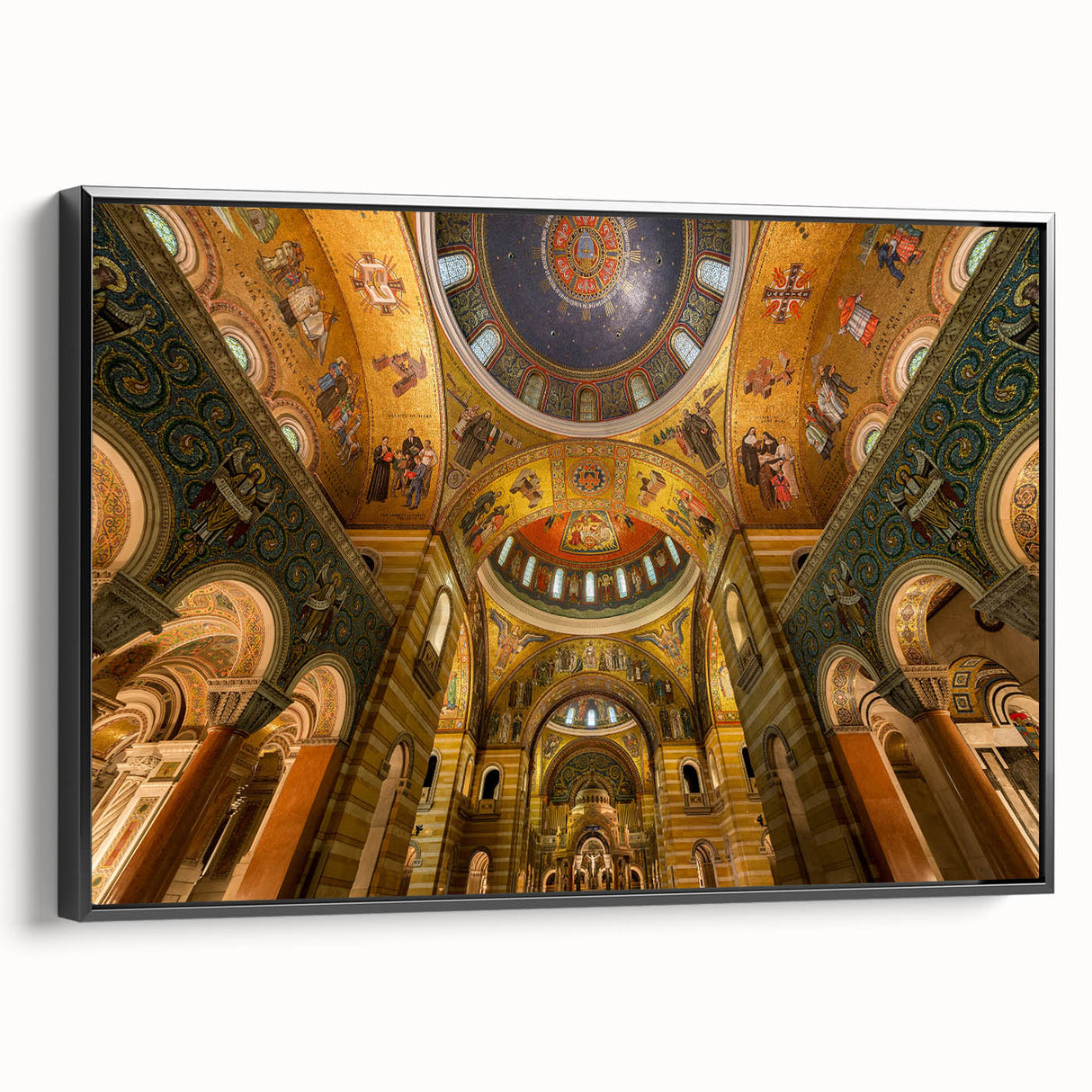 Black and white framed canvas of St. Louis skyline, featuring vintage poster art style, ideal for bedroom wall decor.