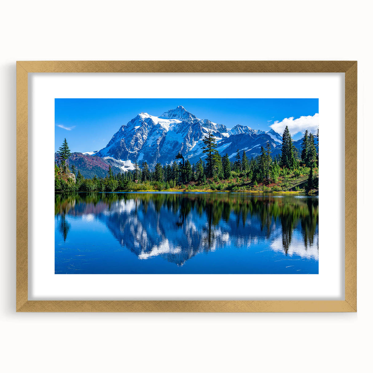 Extra large wall art featuring abstract art prints of Glacier National Park in textured hues of blue and green.