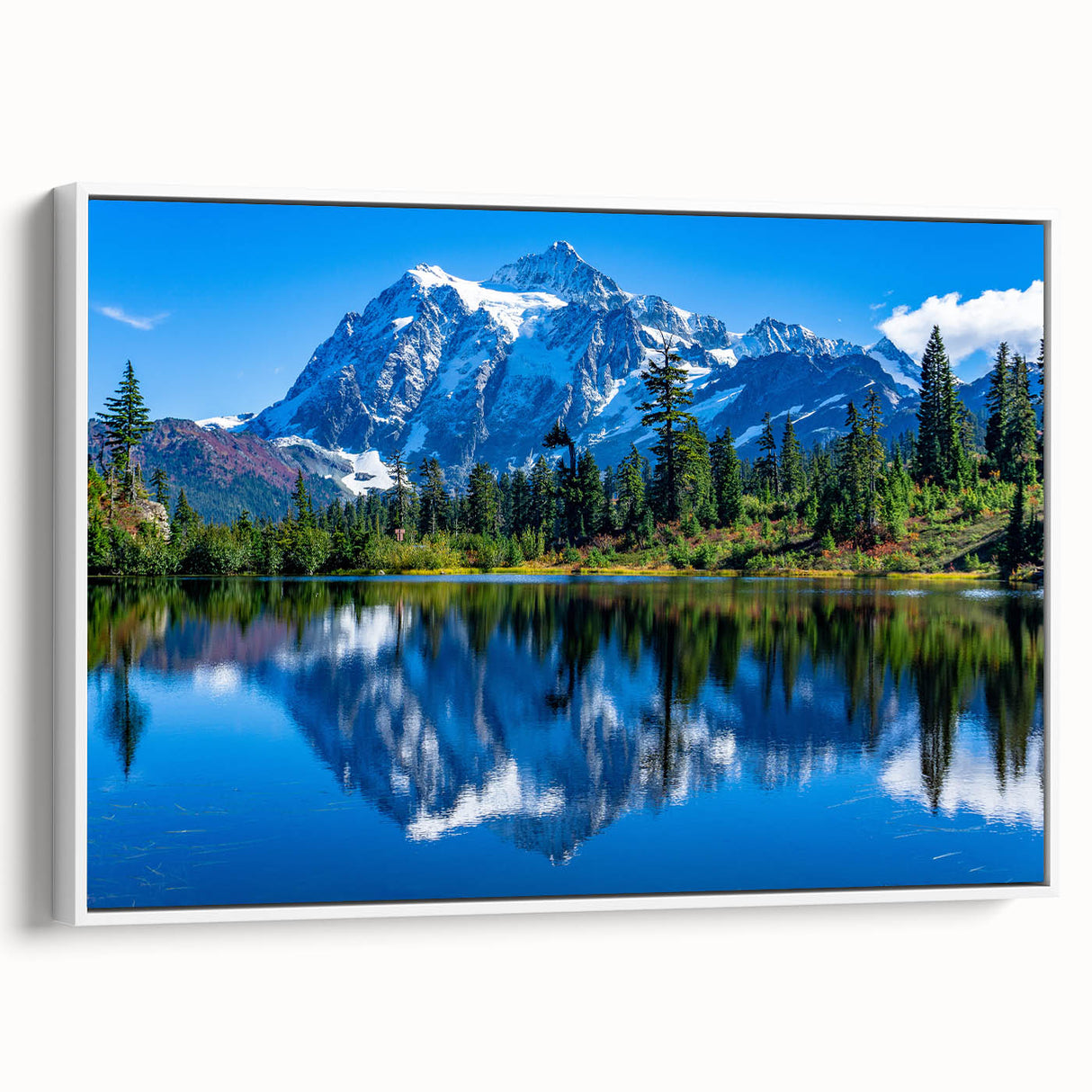 Vintage poster art of Glacier National Park on extra large framed canvas.