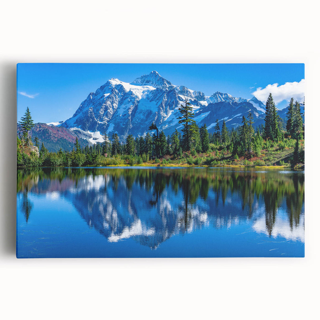 Black and white photograph of Glacier National Park on stretched canvas, ideal for kitchen art.