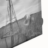 Large abstract wall art depicting Nebraska scenery in mid-century modernist style on acrylic glass.