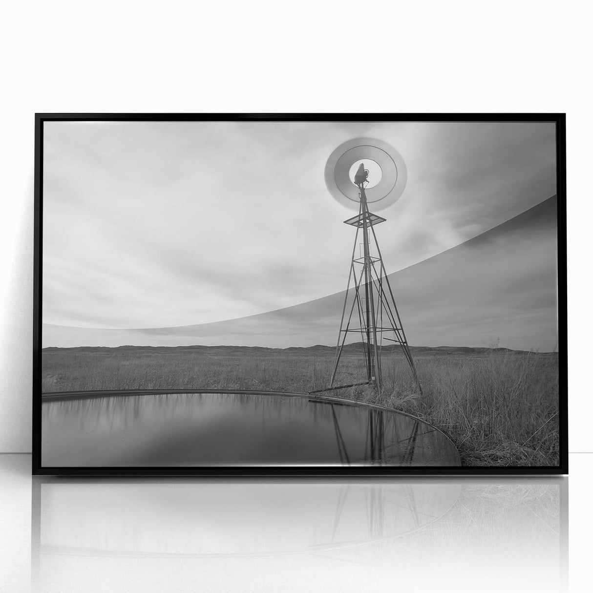 Large abstract wall art depicting Nebraska scenery in muted earth tones on a framed acrylic.