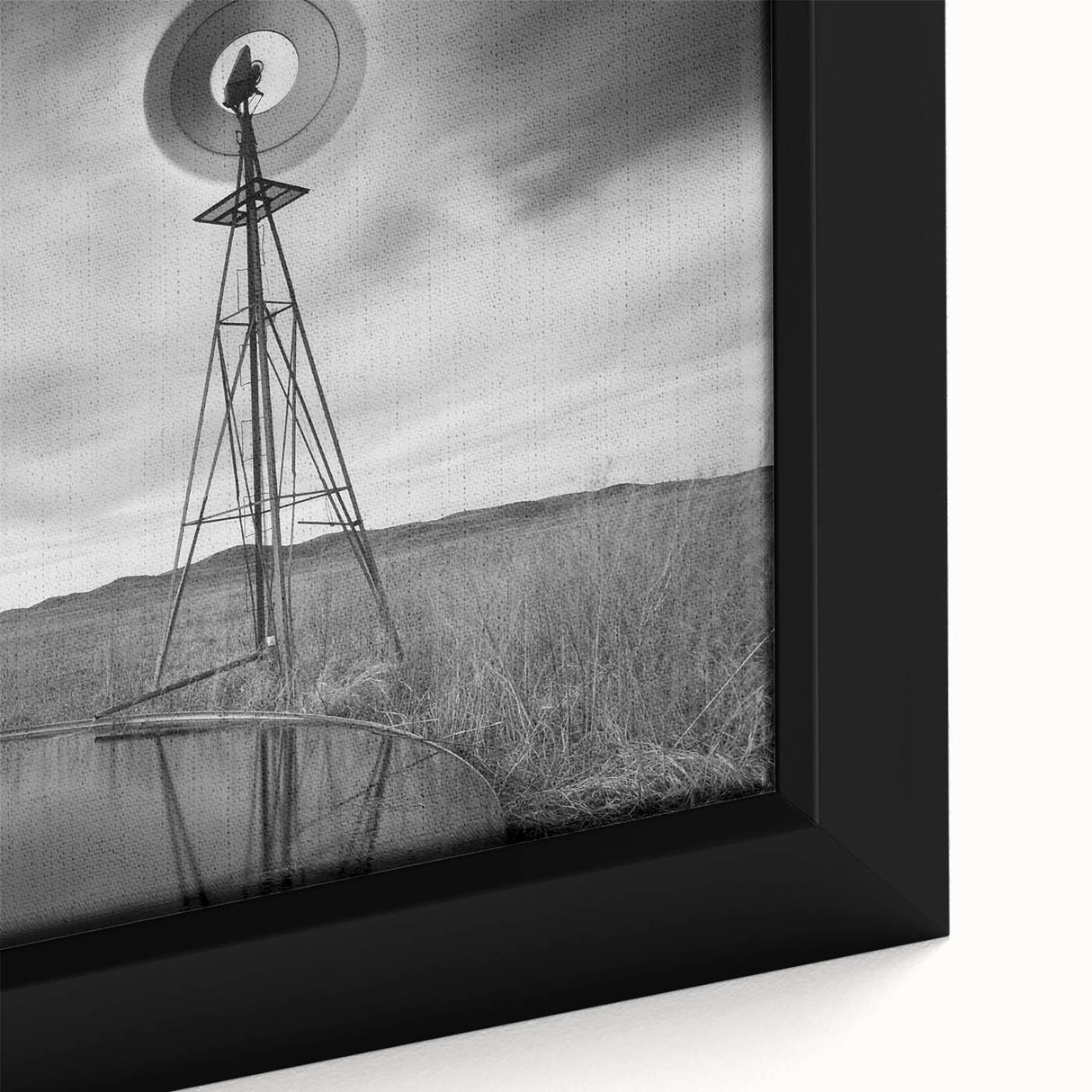 Extra large framed canvas featuring a textured depiction of a Nebraska landscape in black with colorful accents.