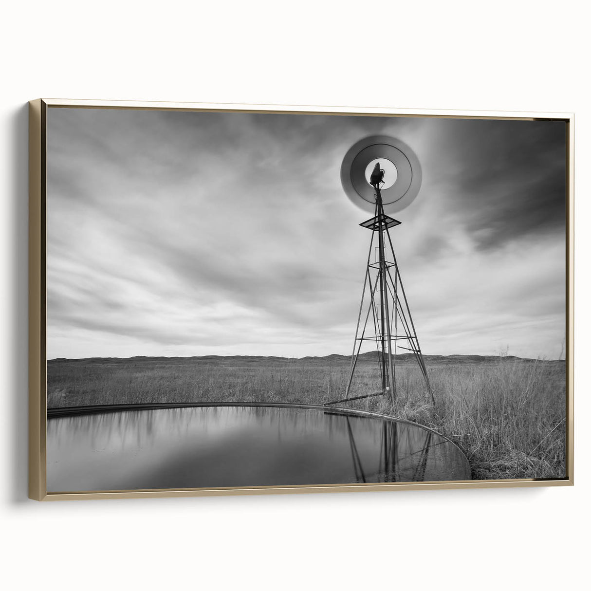 Framed canvas featuring a vintage-style Nebraska landscape with muted earth tones, ideal for bedroom wall decor.