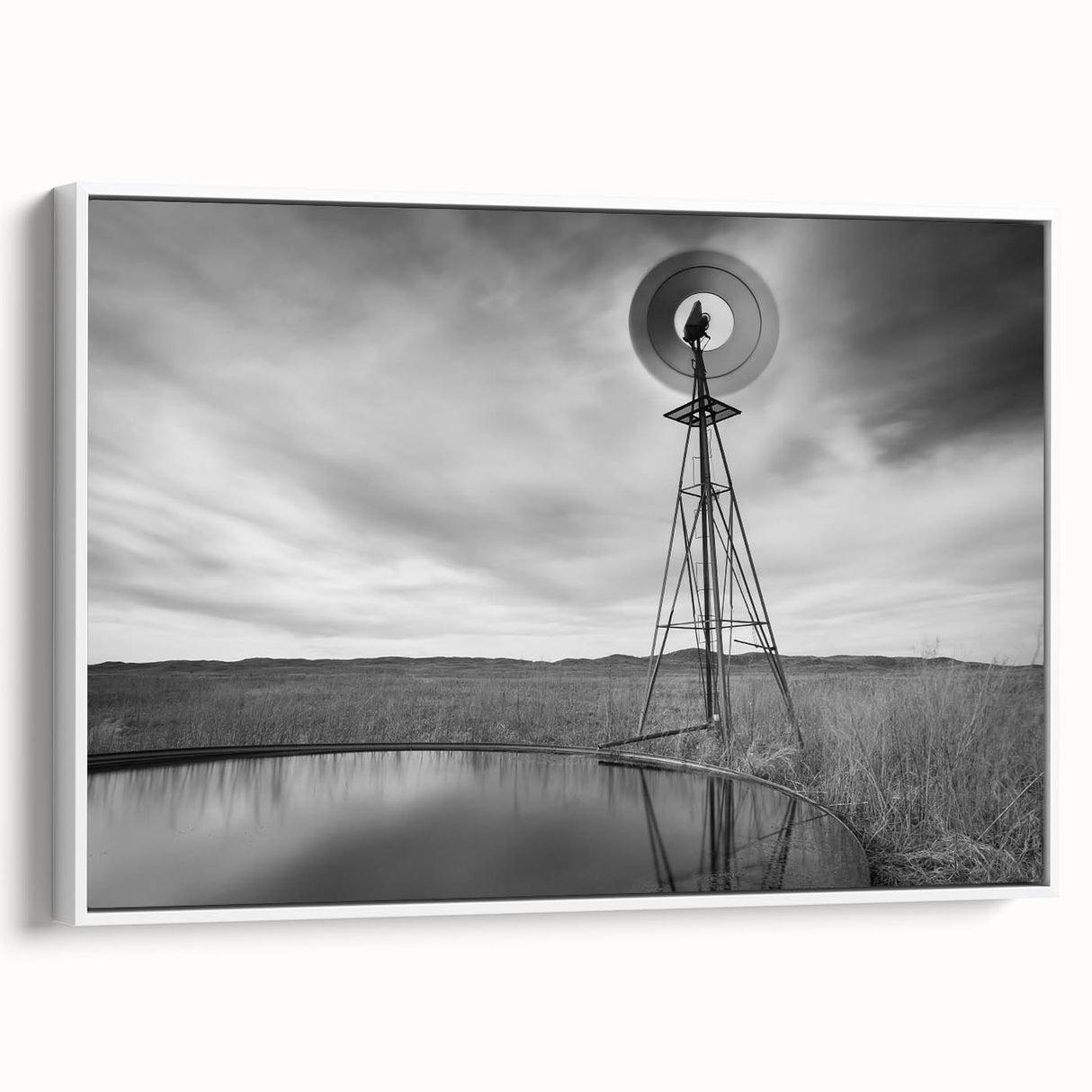 Vintage poster art of Nebraska scenery on a framed canvas, featuring colorful art in muted tones.